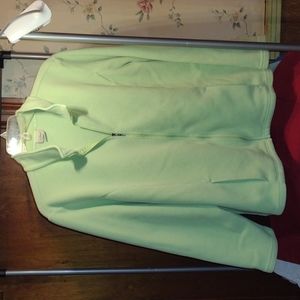 L.L. Bean  neon green zip up fleece jacket. Size women's 1x